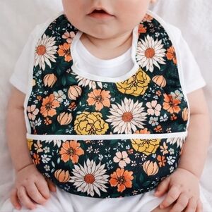 Floral Baby Flip Bib with Snap Closure